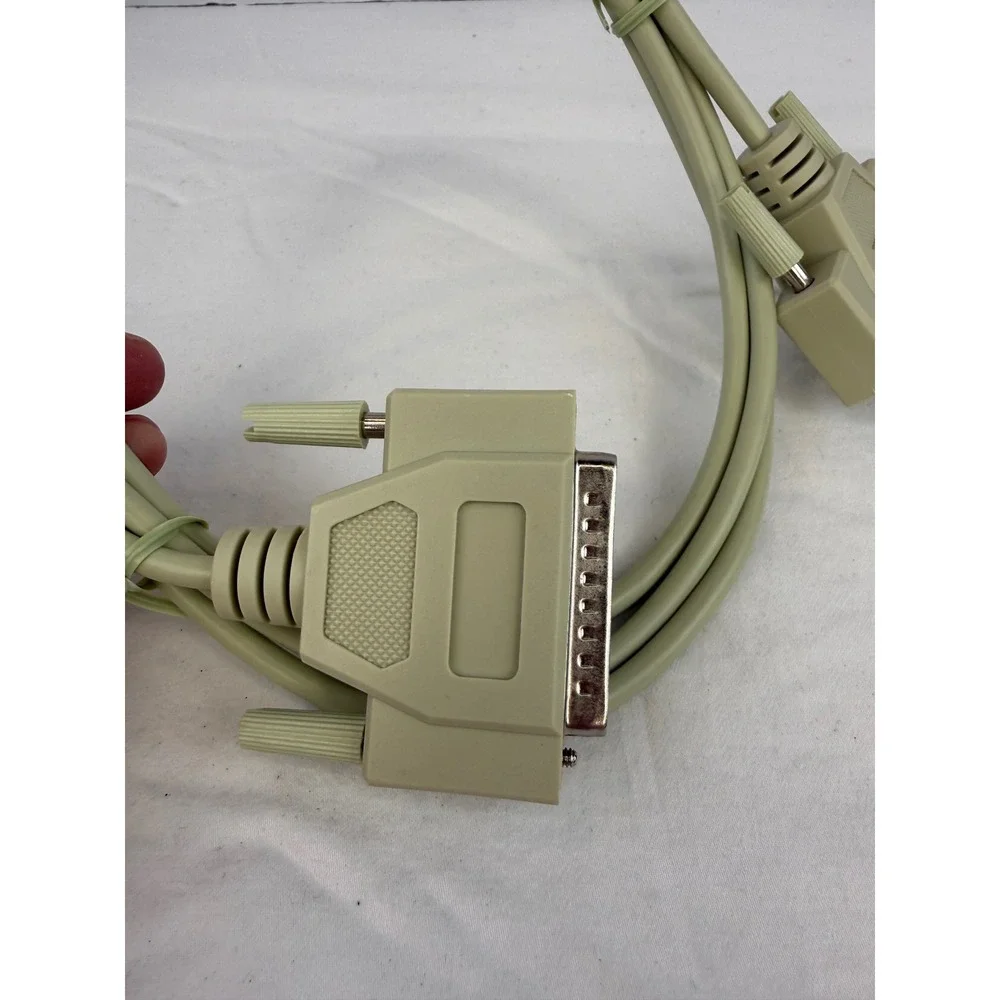 Vintage DB25 Male to Male Serial Parallel Data Cable Beige 25 Pin RS-232 Printer